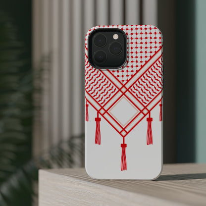 Red and White Shmagh Design Iphone Magnetic Tough Case