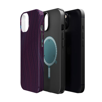 Purple Line Pattern  Design - Iphone Magnetic Tough Case
