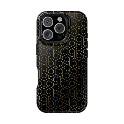 Black and Gold ⭐️ Geometric Design Iphone Magnetic Tough Case