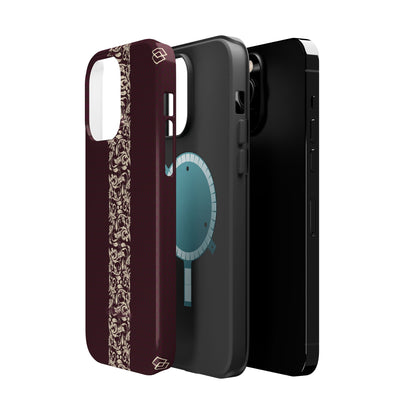 Red Dark and Beige geometric Design Iphone Magnetic Tough Case