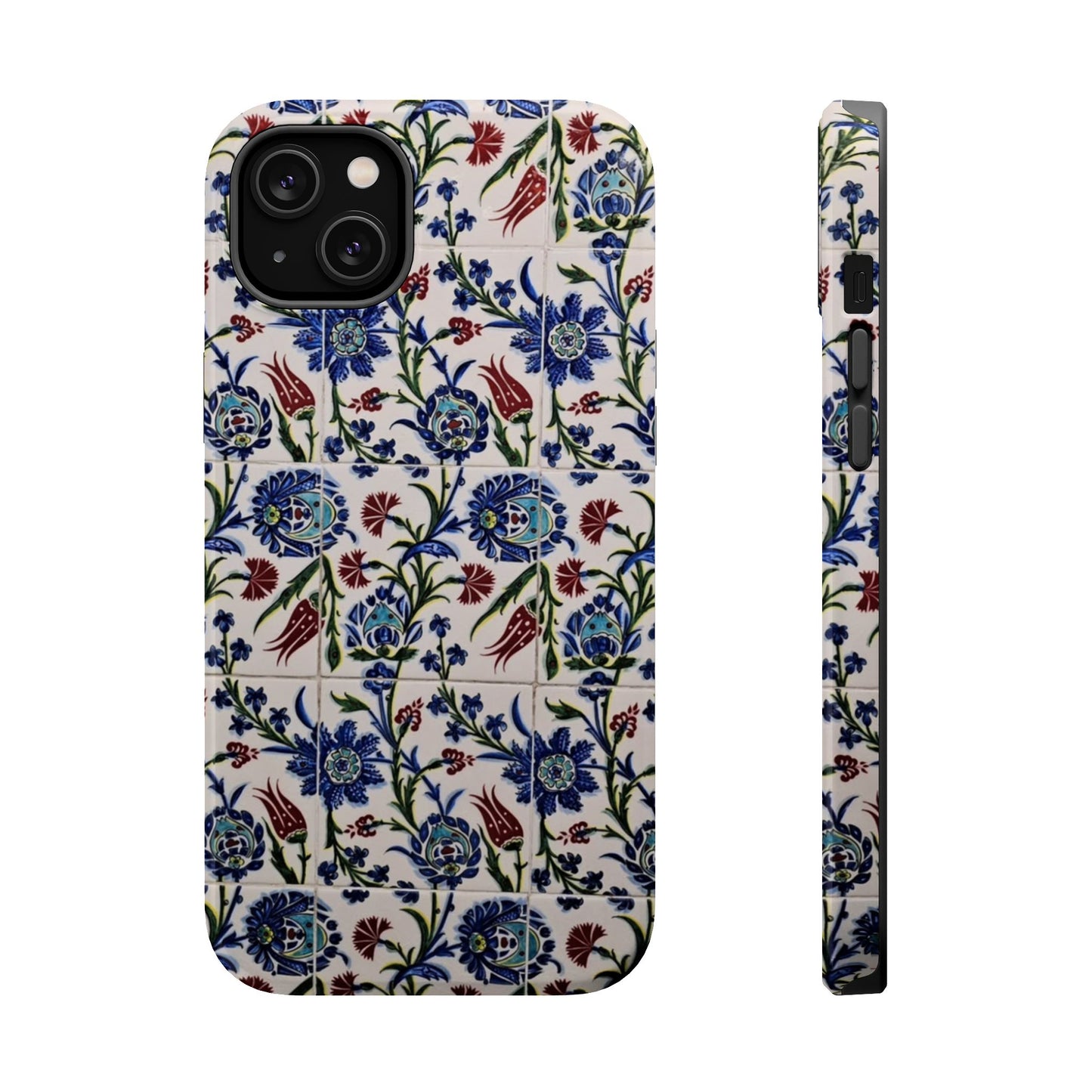Blue ceramic Floral Design - Iphone Magnetic Tough Case