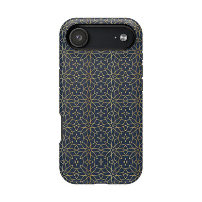 Navy and Gold Geometric Design Iphone Magnetic Tough Case