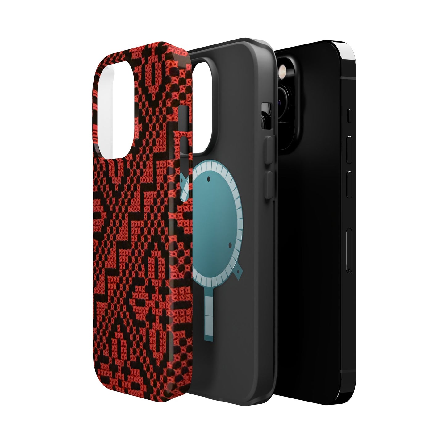 Red and Black Tatreez Design - Iphone Magnetic Tough Case