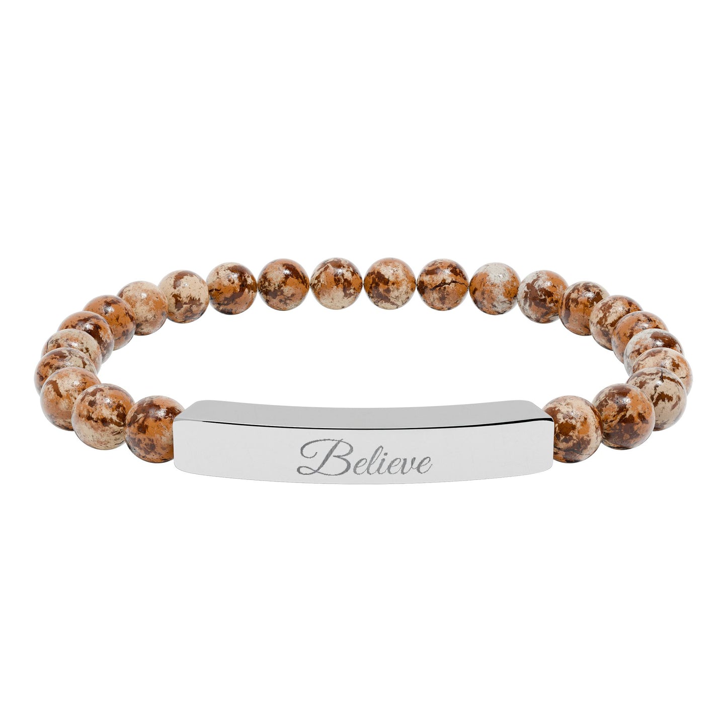 “Believe ” Engraved Natural Stone Bracelet - Meaningful Gift for Mindfulness and Style