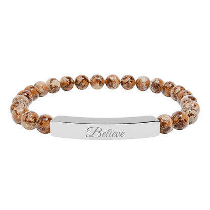 “Believe ” Engraved Natural Stone Bracelet - Meaningful Gift for Mindfulness and Style