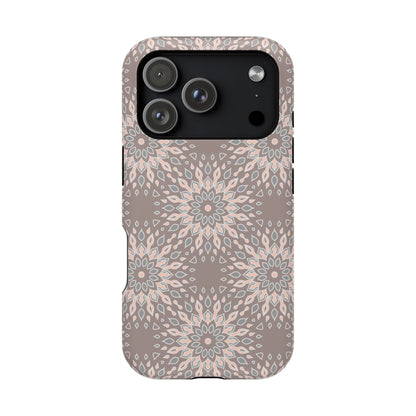 Beige Floral Design - Iphone Magnetic Tough Case