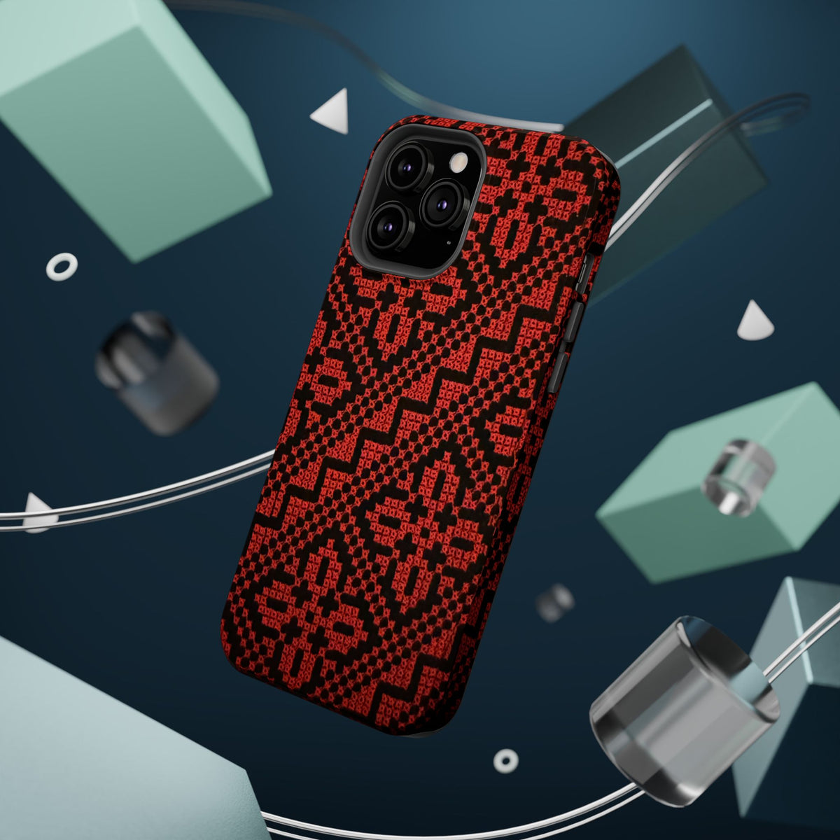 Red and Black Tatreez Design - Iphone Magnetic Tough Case