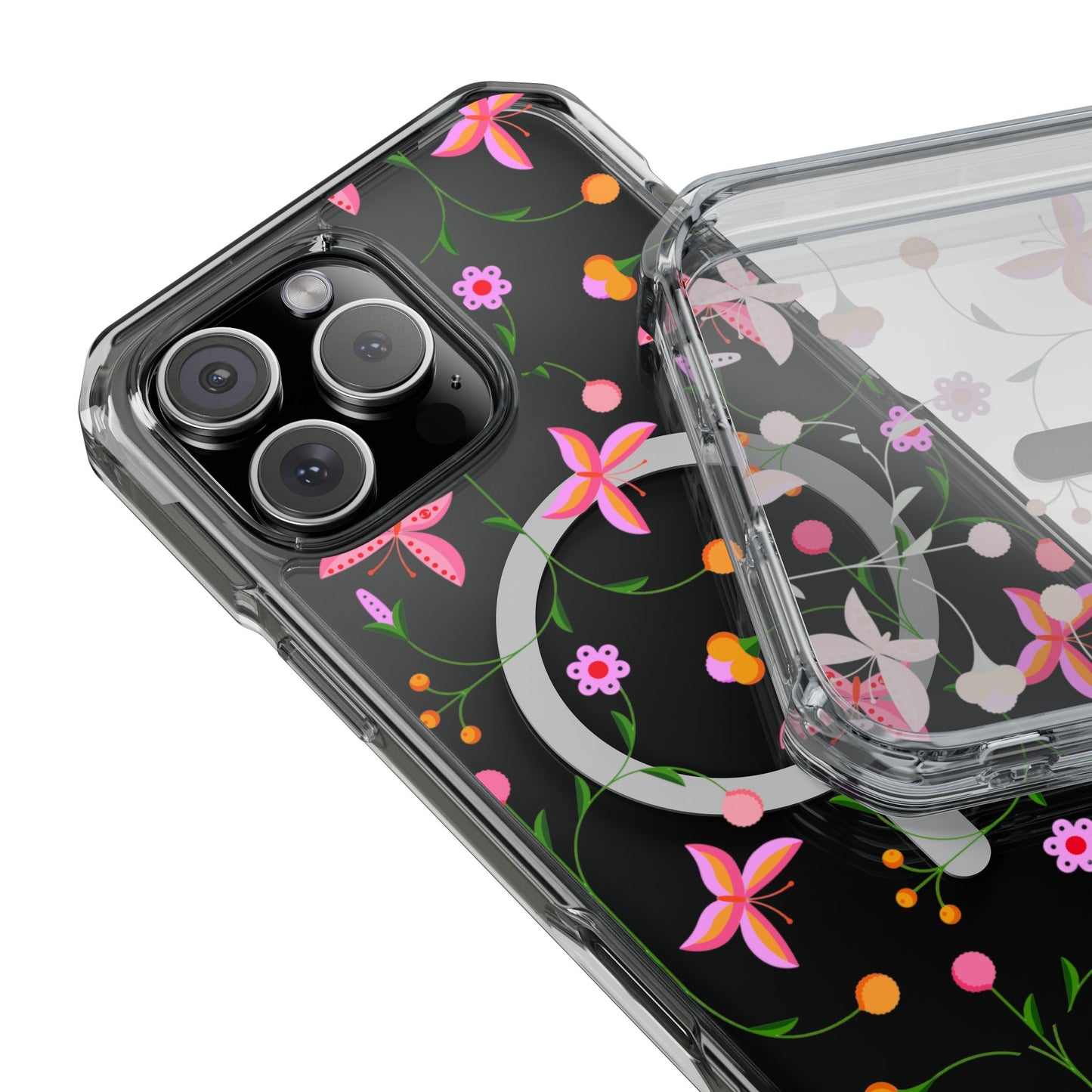 Pink Floral Garden  MagSafe Clear Phone Case