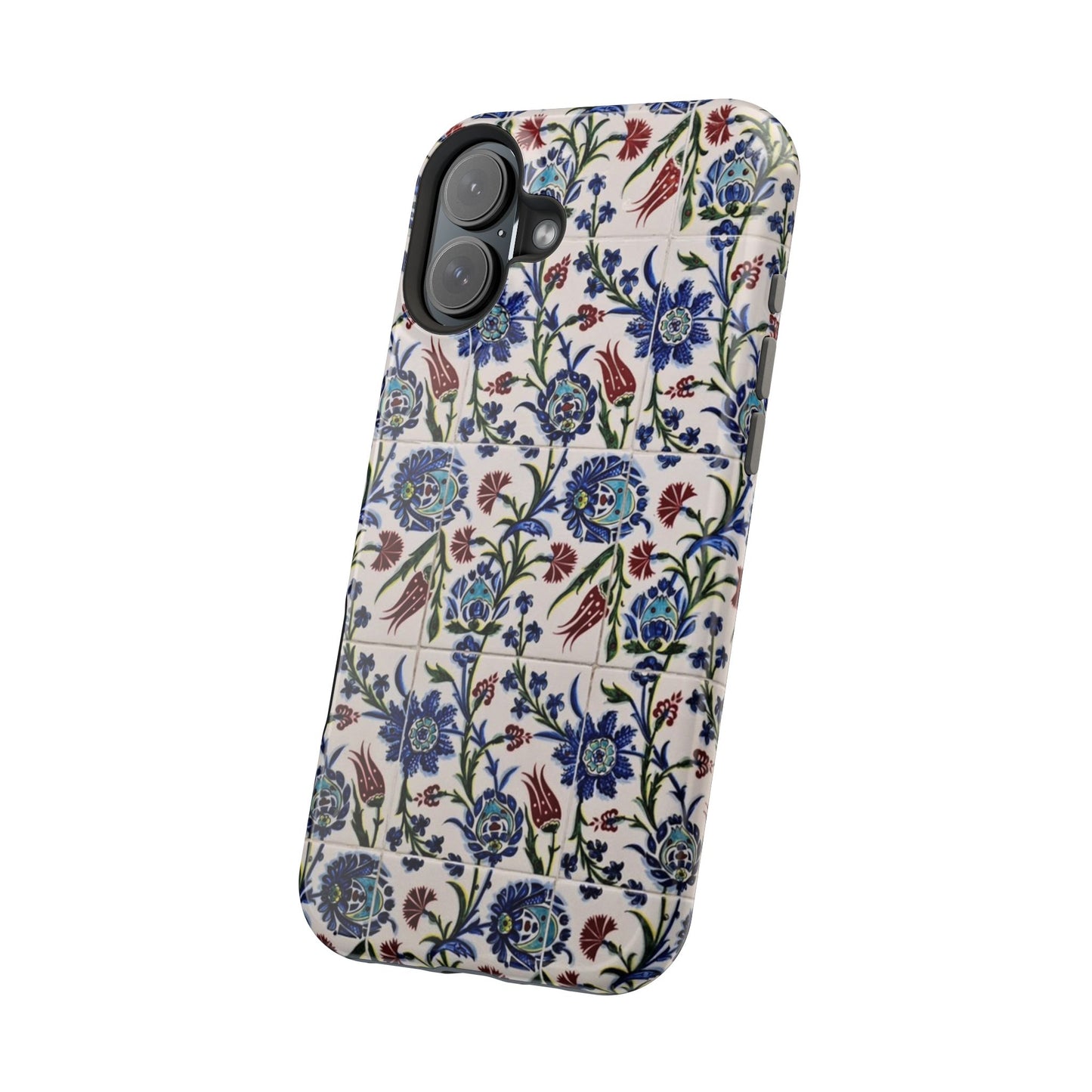 Blue ceramic Floral Design - Iphone Magnetic Tough Case