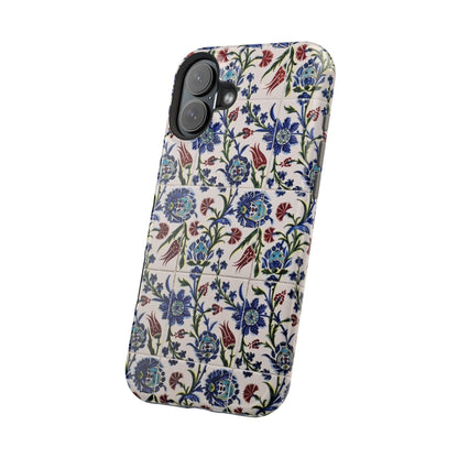 Blue ceramic Floral Design - Iphone Magnetic Tough Case
