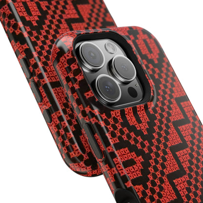 Red and Black Tatreez Design - Iphone Magnetic Tough Case