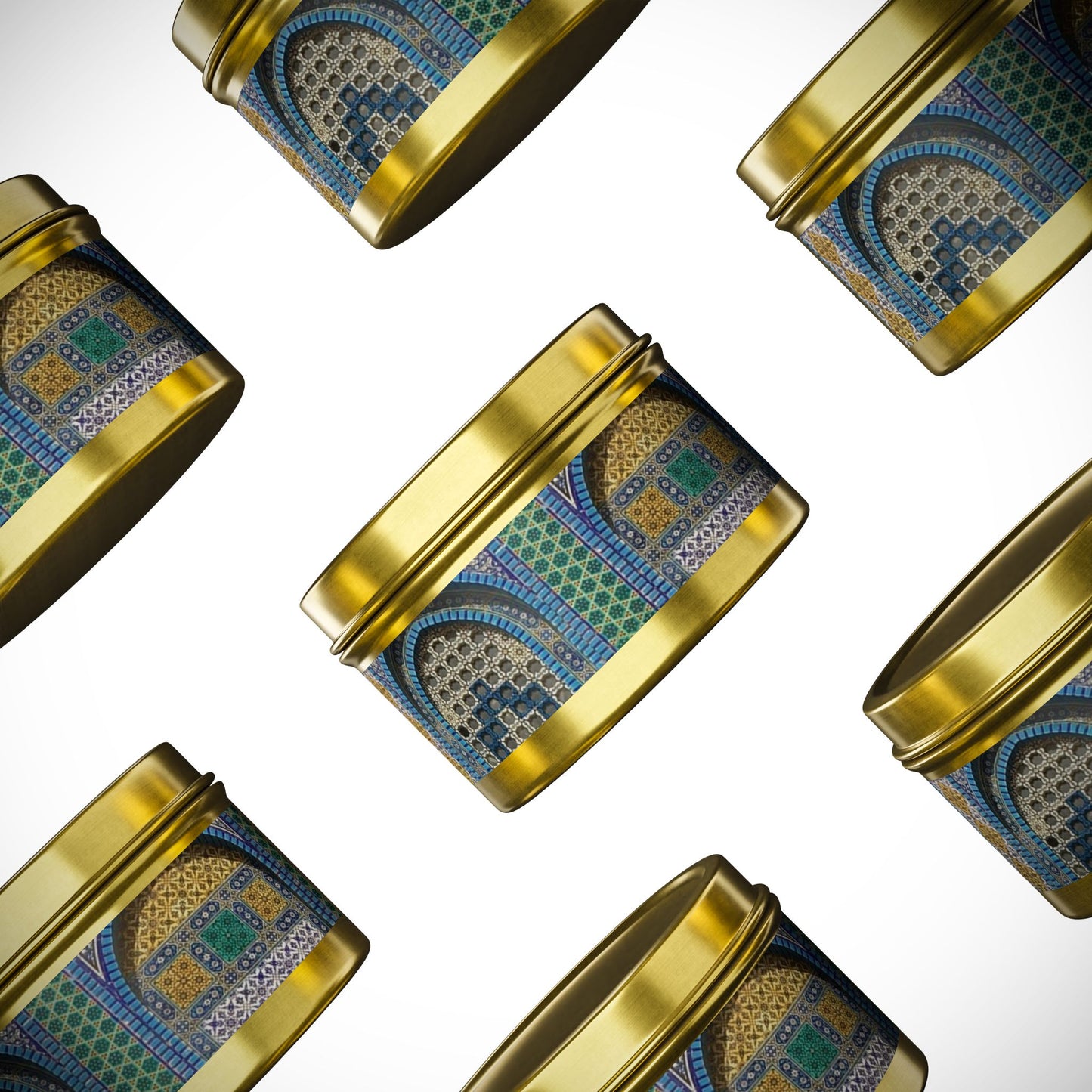 Aqsa Golden Tin Candles | Elegant Home Fragrance | Decorative Candle Gifts for All Occasions | Relaxing Aromatherapy