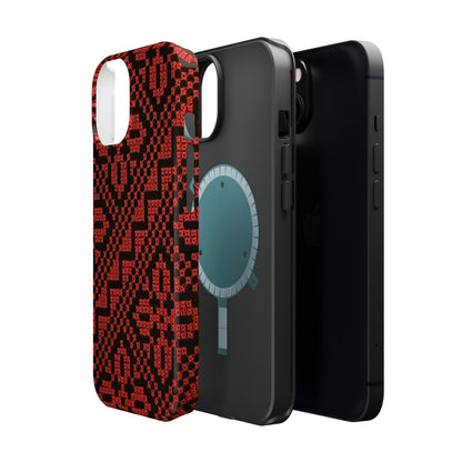 Red and Black Tatreez Design - Iphone Magnetic Tough Case