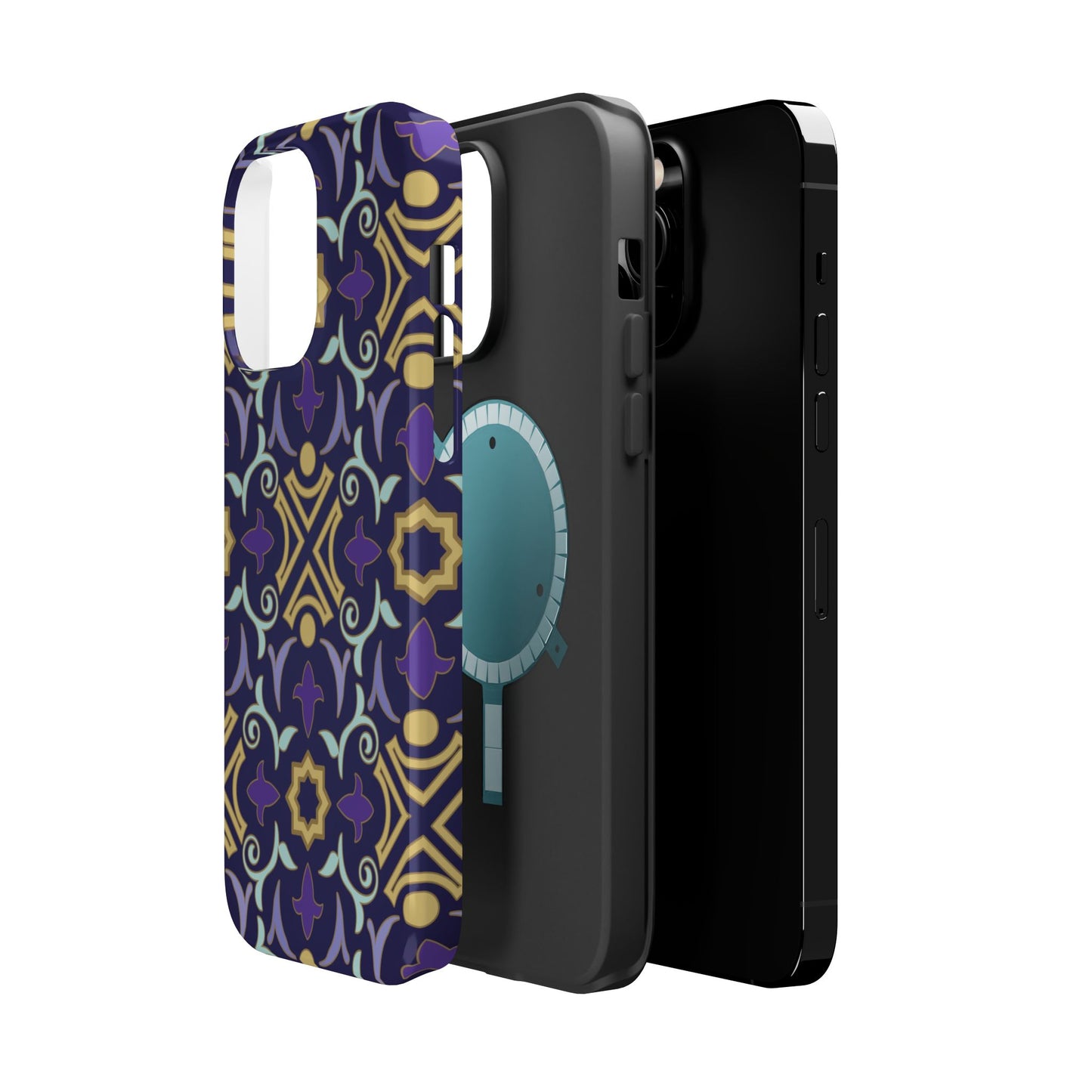 Geometric Purple and Gold Design Iphone Magnetic Tough Case