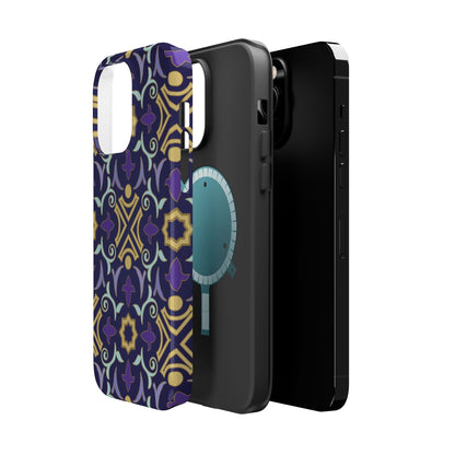 Geometric Purple and Gold Design Iphone Magnetic Tough Case