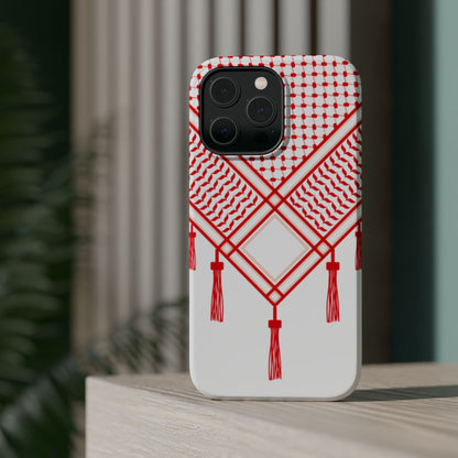 Red and White Shmagh Design Iphone Magnetic Tough Case