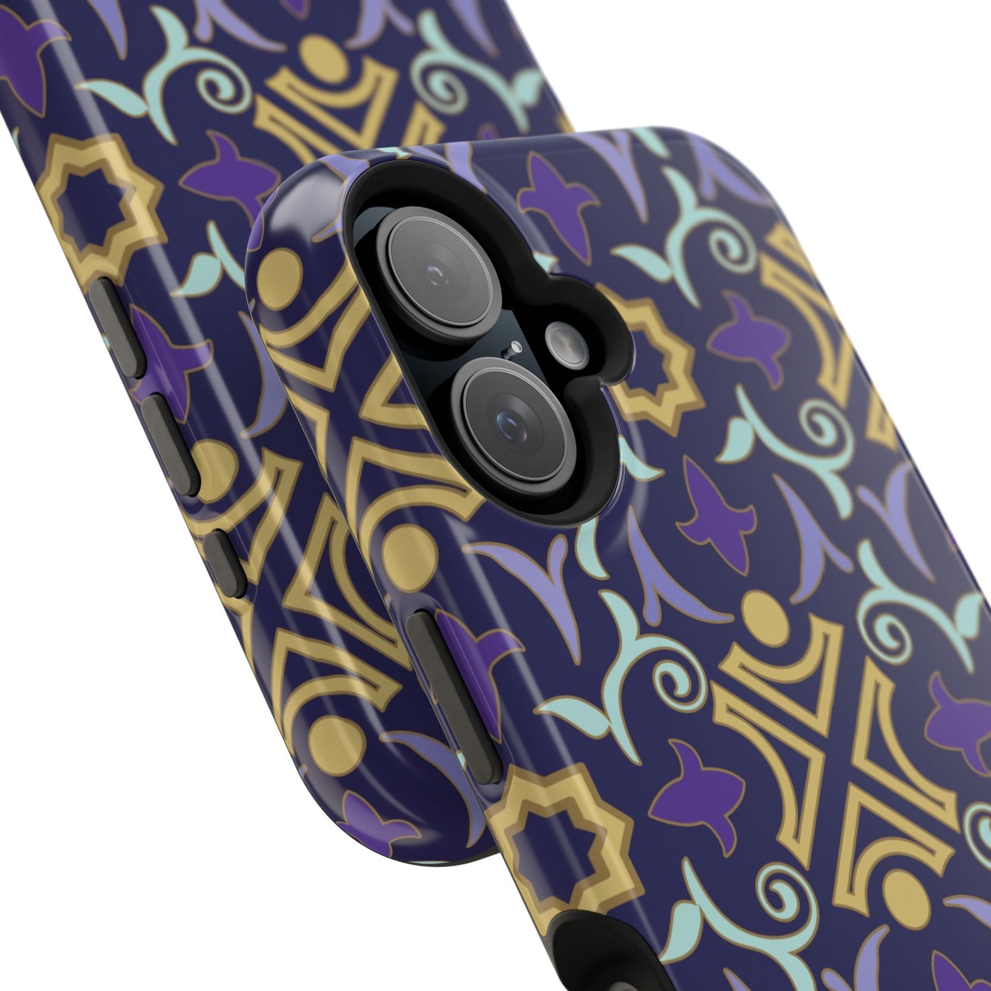 Geometric Purple and Gold Design Iphone Magnetic Tough Case