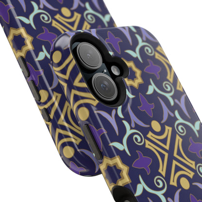 Geometric Purple and Gold Design Iphone Magnetic Tough Case