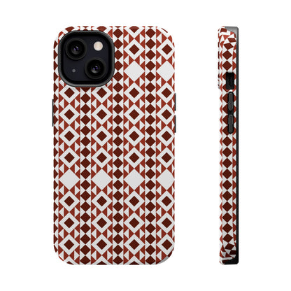 Red and White geometric Design Iphone Magnetic Tough Case