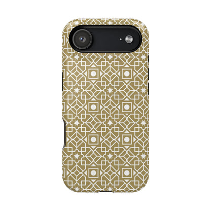 Beige and Gold Geometric Design Iphone Magnetic Tough Case