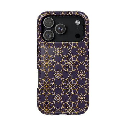 Gold and Purple Geometric Design Iphone Magnetic Tough Case