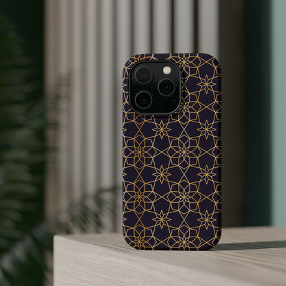 Gold and Purple Geometric Design Iphone Magnetic Tough Case