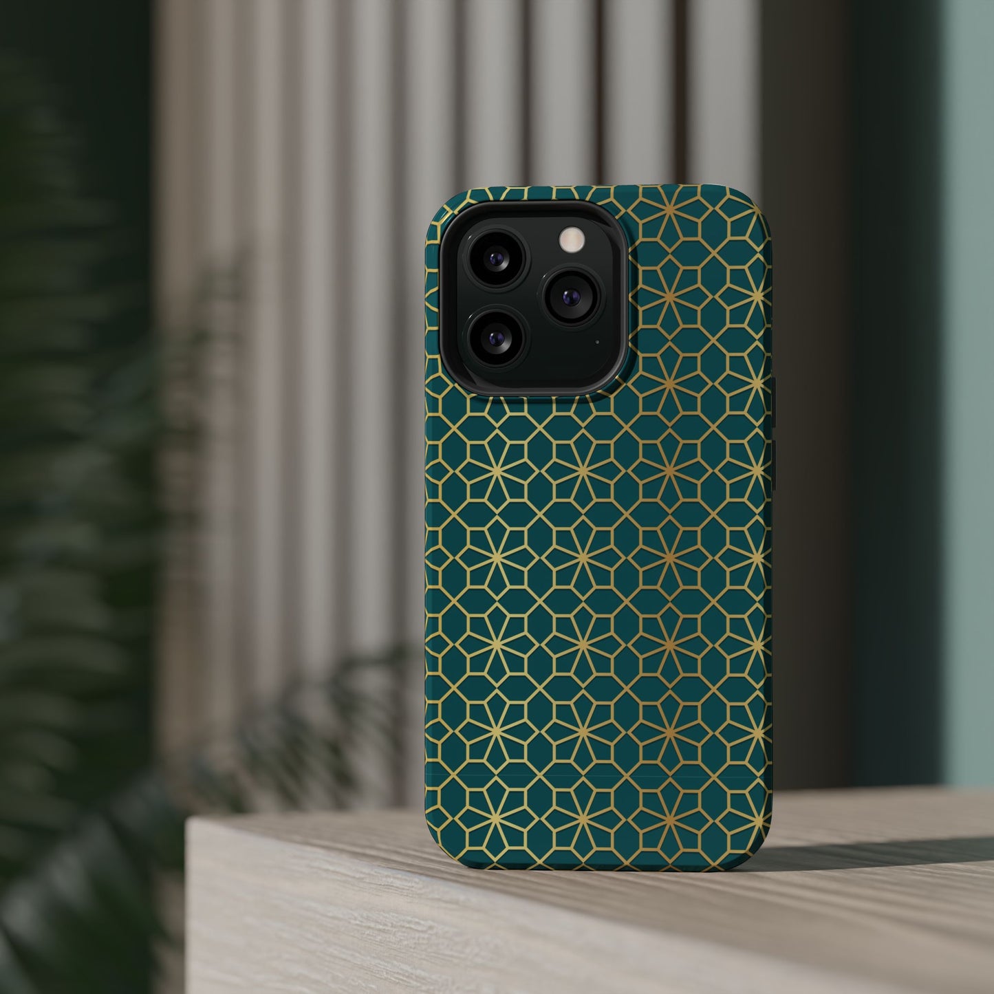 Gold and Green Flower Design - Iphone Magnetic Tough Case