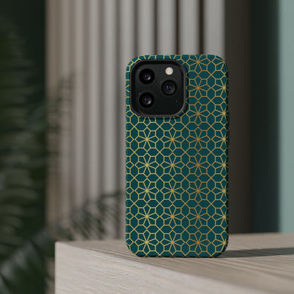 Gold and Green Flower Design - Iphone Magnetic Tough Case