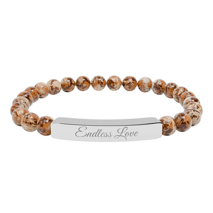 “Endless Love 💕 ” Engraved Natural Stone Bracelet - Meaningful Gift for Mindfulness and Style