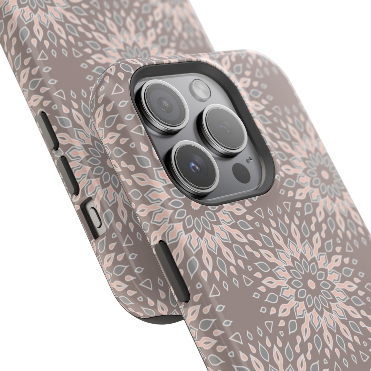 Beige Floral Design - Iphone Magnetic Tough Case