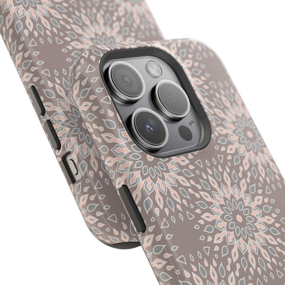 Beige Floral Design - Iphone Magnetic Tough Case