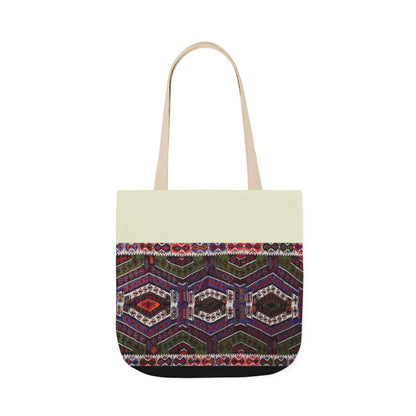Purple and Res geometric Designs  Tote Bag, 2-Color Straps