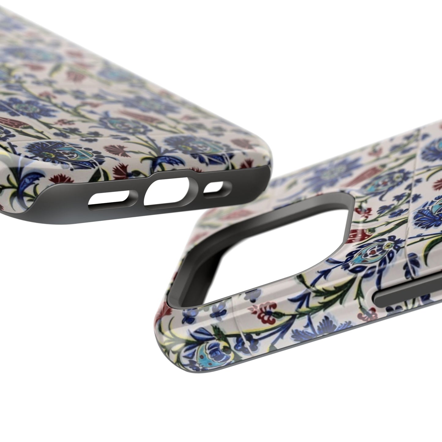 Blue ceramic Floral Design - Iphone Magnetic Tough Case
