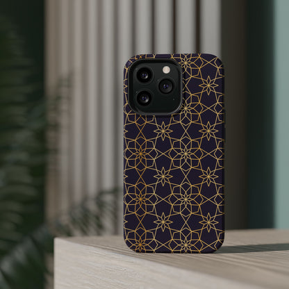 Gold and Purple Geometric Design Iphone Magnetic Tough Case