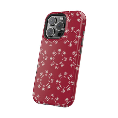 Palm Trees and coffee cups Geometric circle  Design - Iphone Magnetic Tough Case