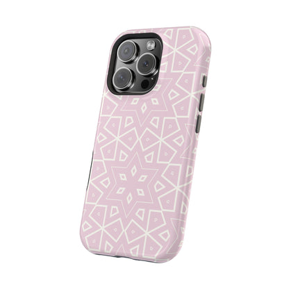 Pink and White Geometric Design Iphone Magnetic Tough Case