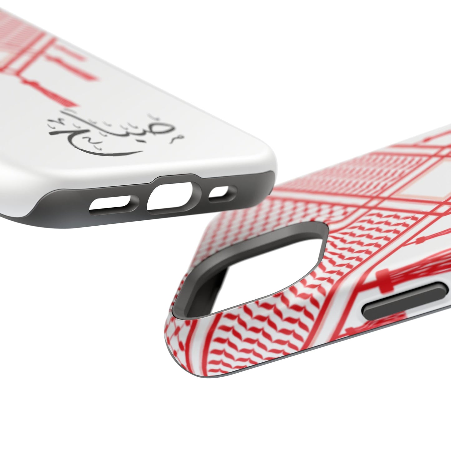 Personalized Arabic Calligraphy - Iphone Magnetic Impact-Resistant Phone Case - Red and White Shmagh Design