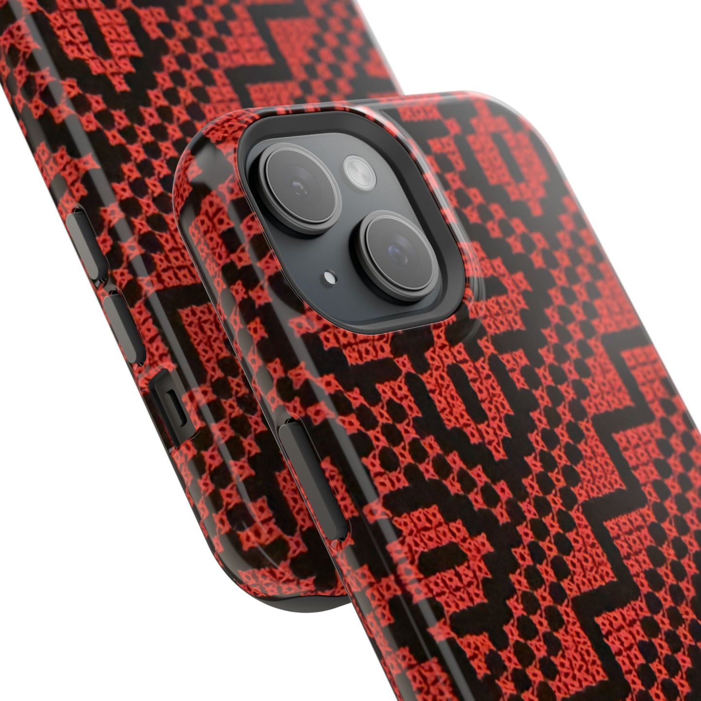Red and Black Tatreez Design - Iphone Magnetic Tough Case