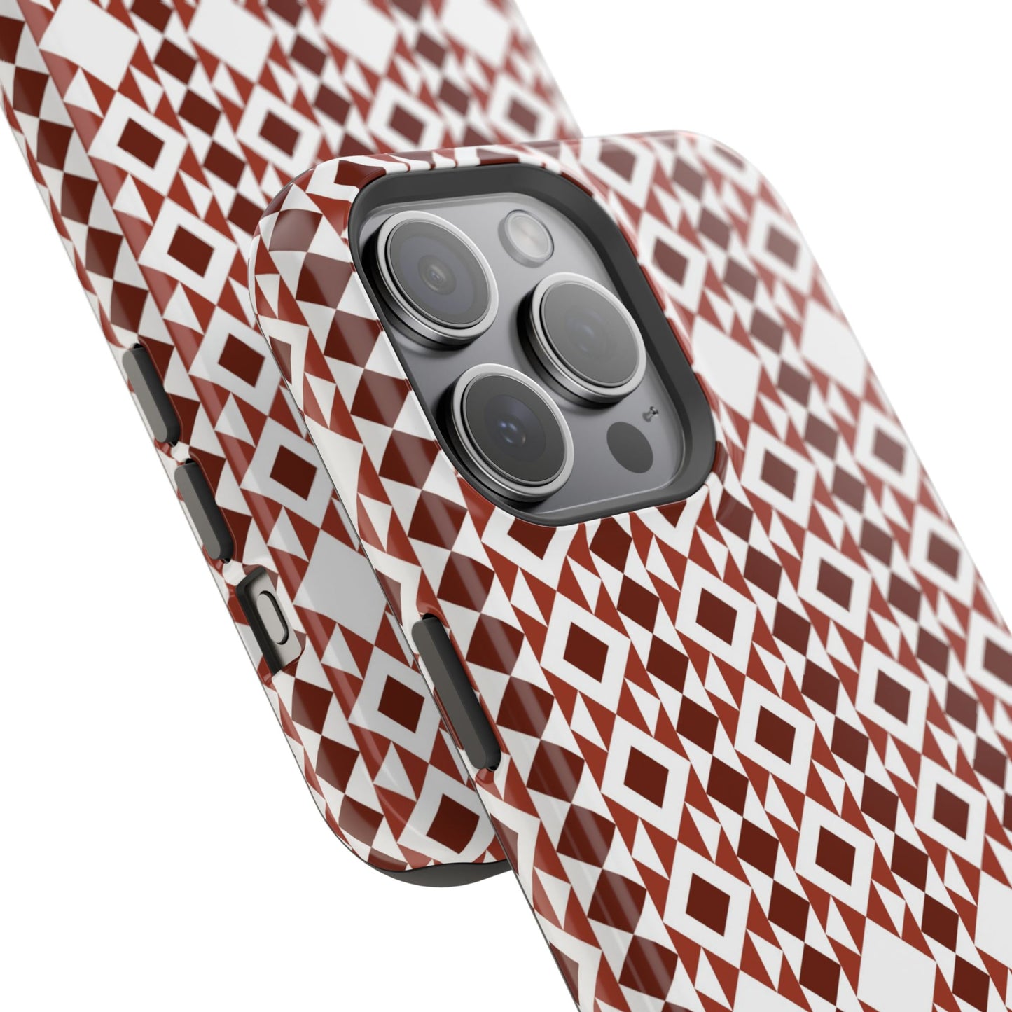 Red and White geometric Design Iphone Magnetic Tough Case