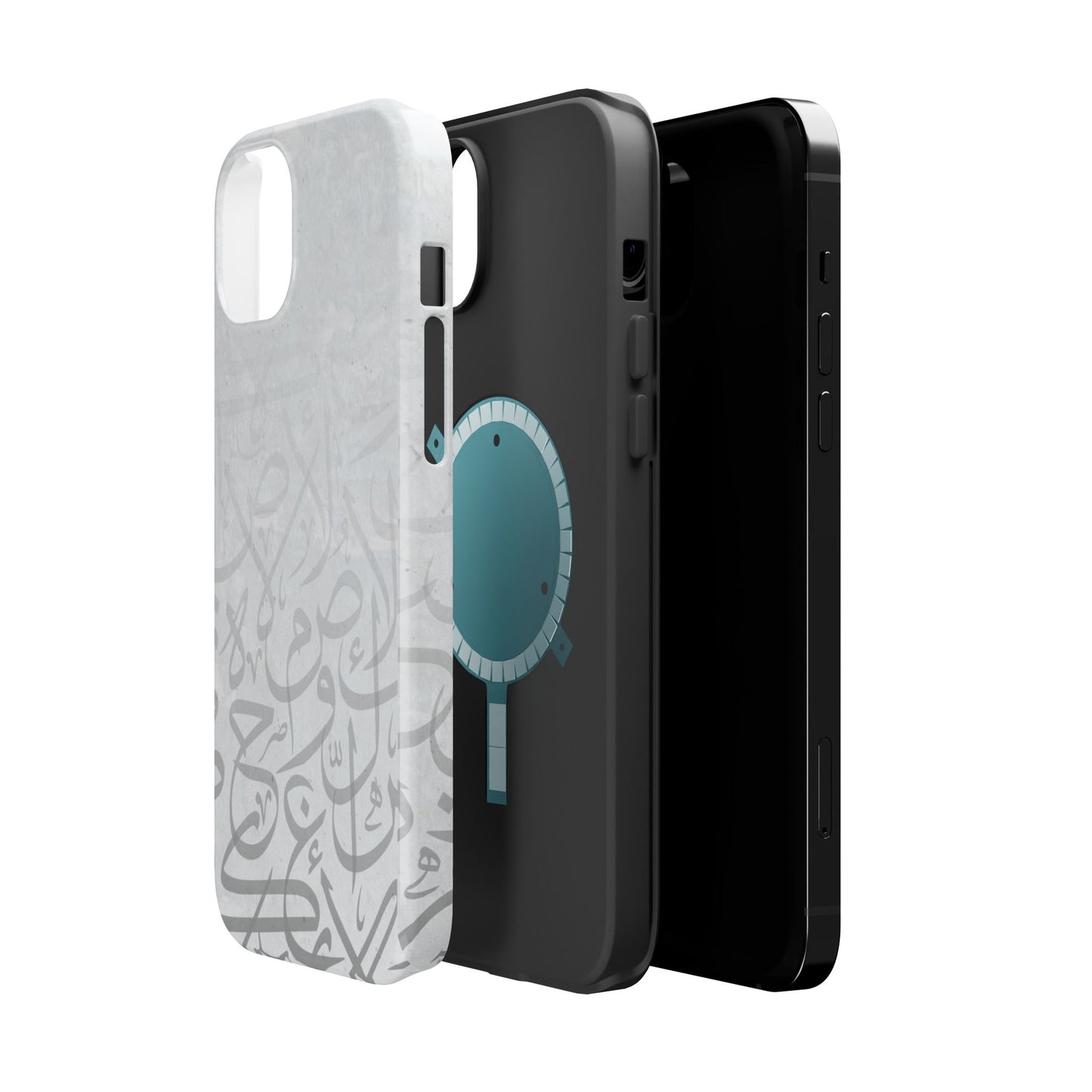 Arabic White and Grey Calligraphy Faded  Design - Iphone Magnetic Tough Case