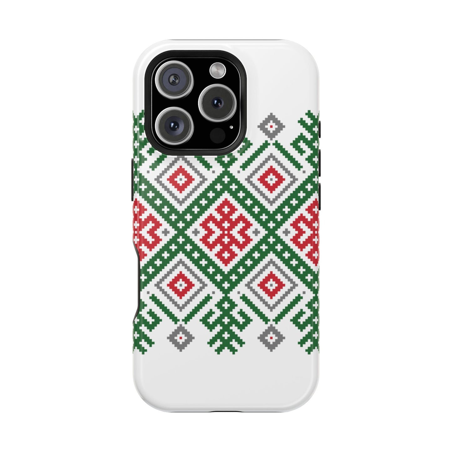 Red white Green and Black  Geometric Design Iphone Magnetic Tough Case