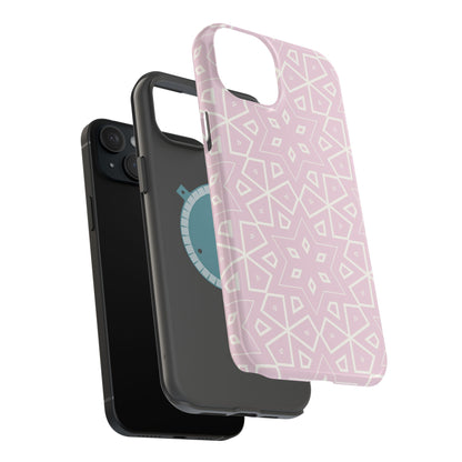 Pink and White Geometric Design Iphone Magnetic Tough Case