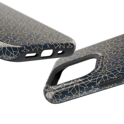 Navy and Gold Geometric Design Iphone Magnetic Tough Case