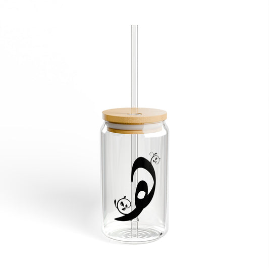 Arabic Letter “Ha” "ه" Monogram Sipper Glass, 16oz | Eco-Friendly Beverage Container | Perfect for Home, picnics, Gifts, and Parties