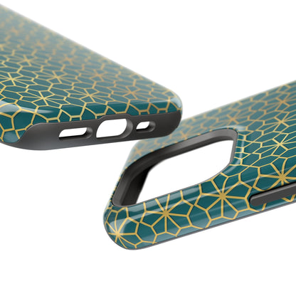 Gold and Green Flower Design - Iphone Magnetic Tough Case