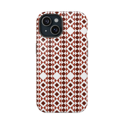 Red and White geometric Design Iphone Magnetic Tough Case