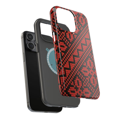 Red and Black Tatreez Design - Iphone Magnetic Tough Case