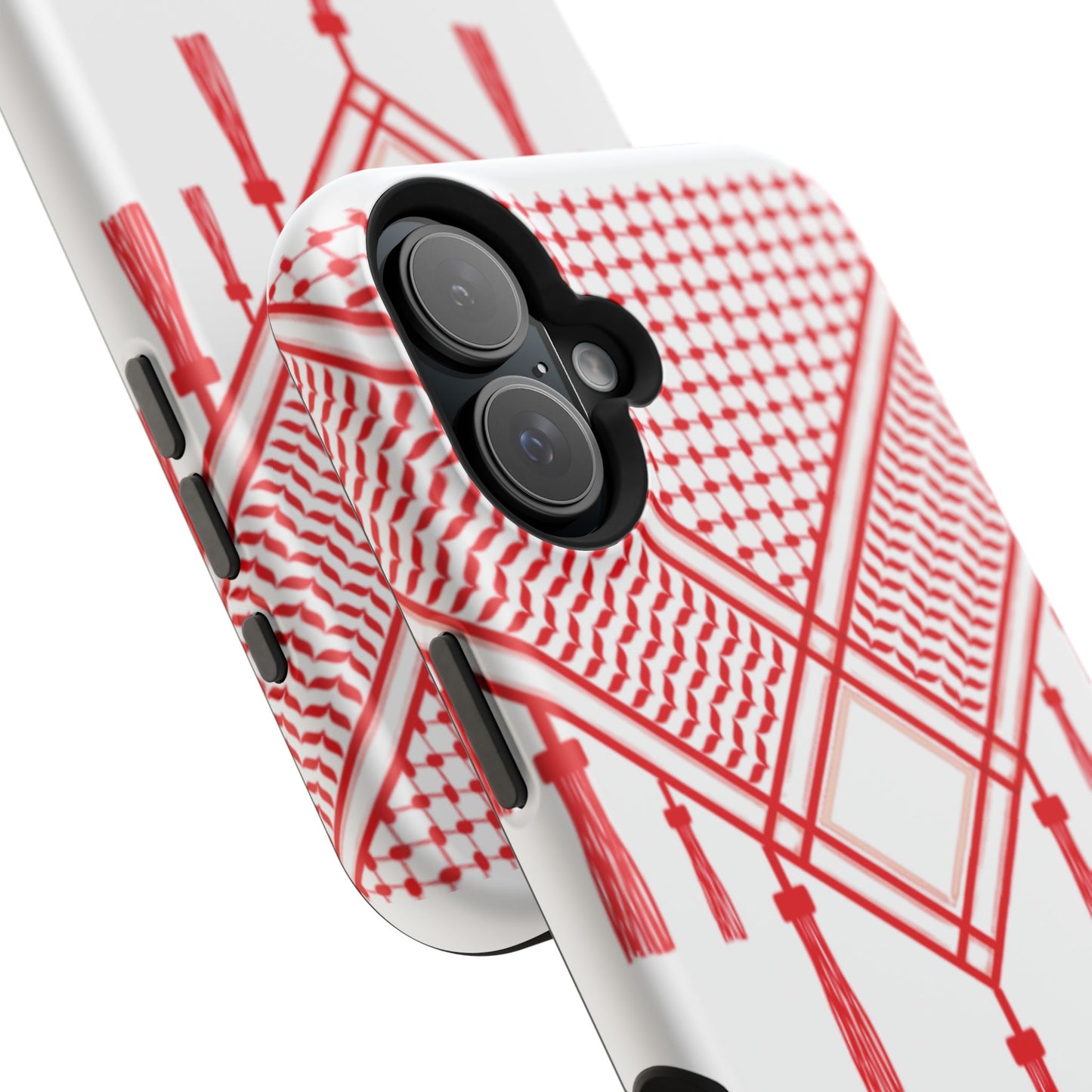 Personalized Arabic Calligraphy - Iphone Magnetic Impact-Resistant Phone Case - Red and White Shmagh Design