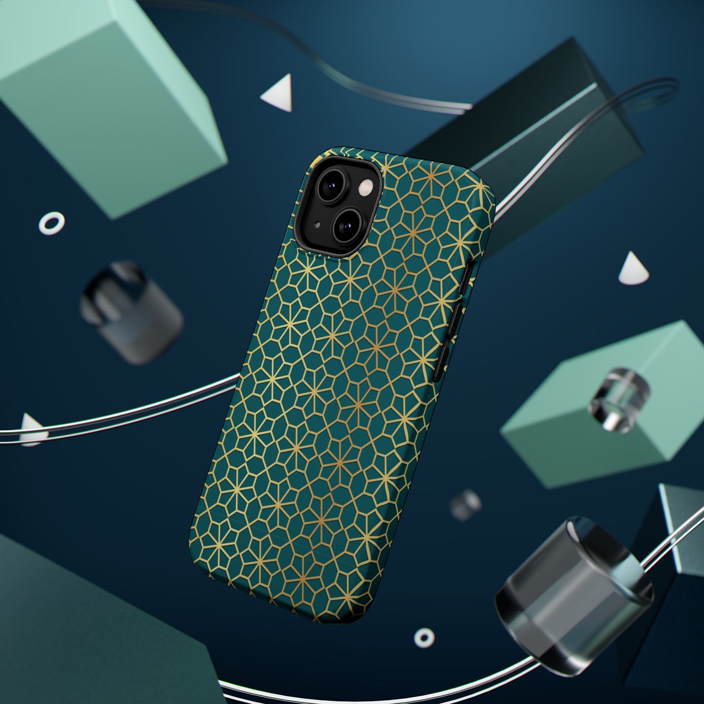 Gold and Green Flower Design - Iphone Magnetic Tough Case