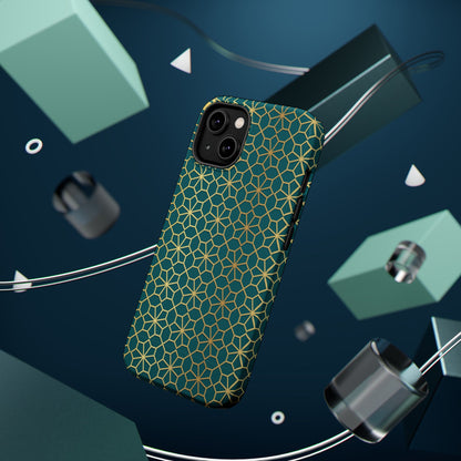 Gold and Green Flower Design - Iphone Magnetic Tough Case